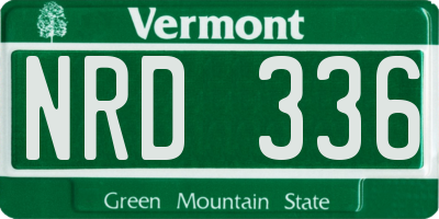 VT license plate NRD336