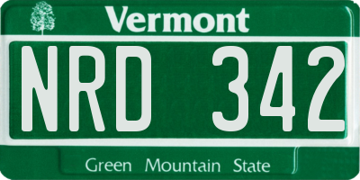 VT license plate NRD342
