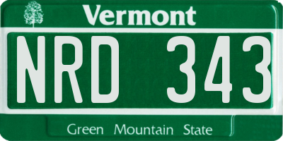 VT license plate NRD343