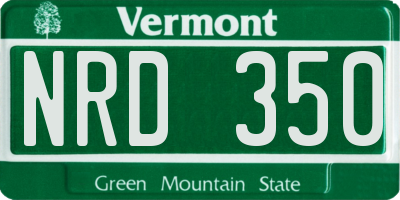 VT license plate NRD350