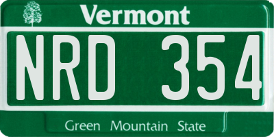 VT license plate NRD354