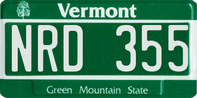 VT license plate NRD355
