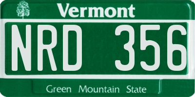 VT license plate NRD356