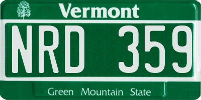VT license plate NRD359