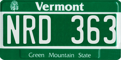 VT license plate NRD363