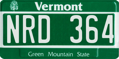 VT license plate NRD364