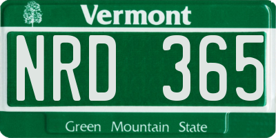 VT license plate NRD365