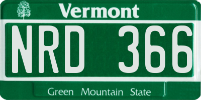 VT license plate NRD366