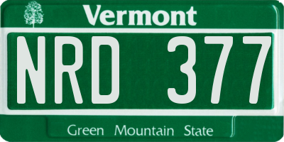 VT license plate NRD377