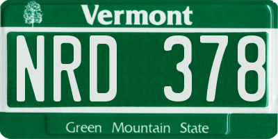 VT license plate NRD378