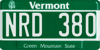 VT license plate NRD380
