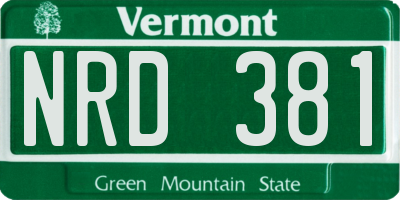 VT license plate NRD381