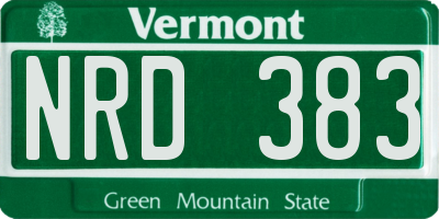 VT license plate NRD383