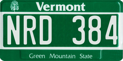 VT license plate NRD384