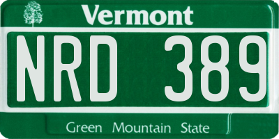 VT license plate NRD389