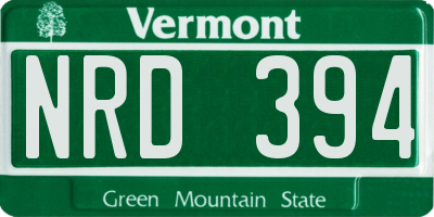 VT license plate NRD394