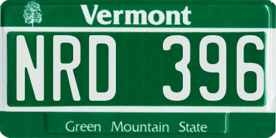 VT license plate NRD396