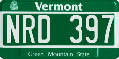 VT license plate NRD397