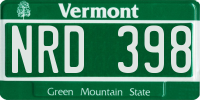 VT license plate NRD398
