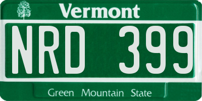 VT license plate NRD399
