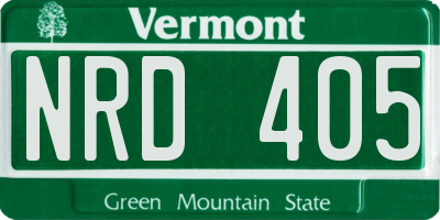 VT license plate NRD405