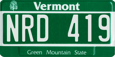 VT license plate NRD419