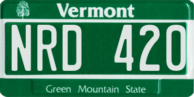 VT license plate NRD420