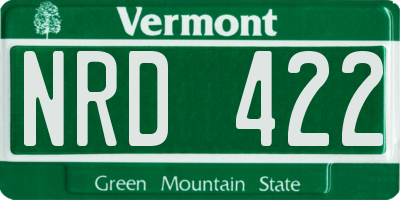 VT license plate NRD422