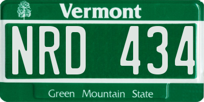 VT license plate NRD434