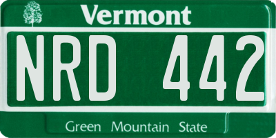 VT license plate NRD442