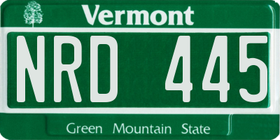 VT license plate NRD445