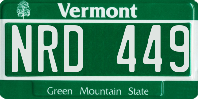 VT license plate NRD449
