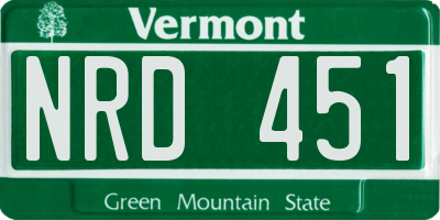 VT license plate NRD451