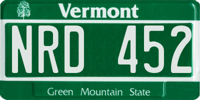 VT license plate NRD452