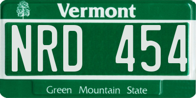 VT license plate NRD454