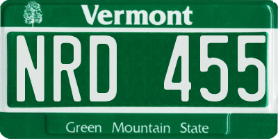 VT license plate NRD455