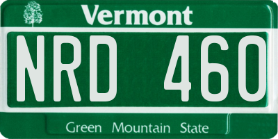 VT license plate NRD460
