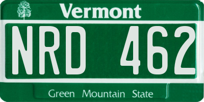 VT license plate NRD462