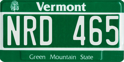 VT license plate NRD465