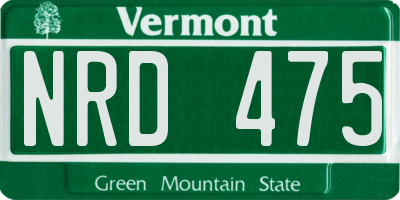 VT license plate NRD475