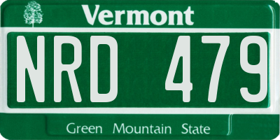 VT license plate NRD479