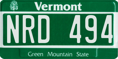 VT license plate NRD494