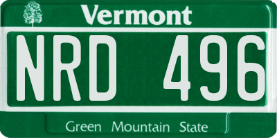 VT license plate NRD496