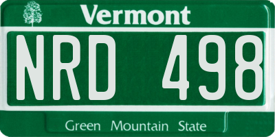 VT license plate NRD498