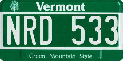 VT license plate NRD533
