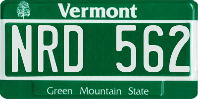 VT license plate NRD562