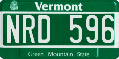 VT license plate NRD596