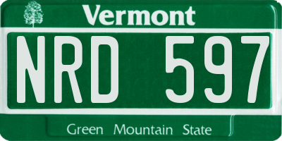 VT license plate NRD597