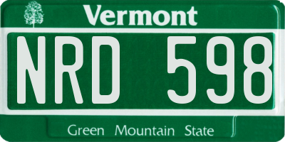 VT license plate NRD598