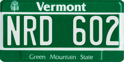 VT license plate NRD602